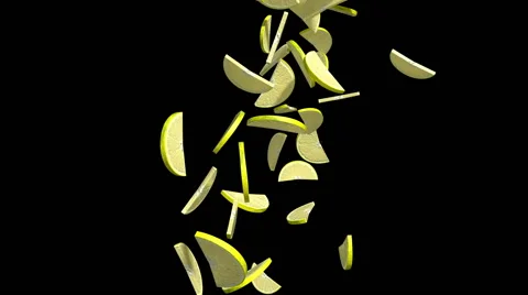 Lemon Slices Cascade - Black Background Stock-Footage 43352799