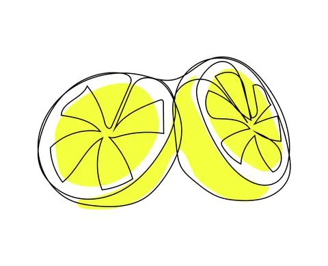 Lemon slices. Continuous one line drawing. Stock Illustration