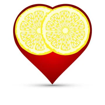 Lemon slices with heart Stock Illustration