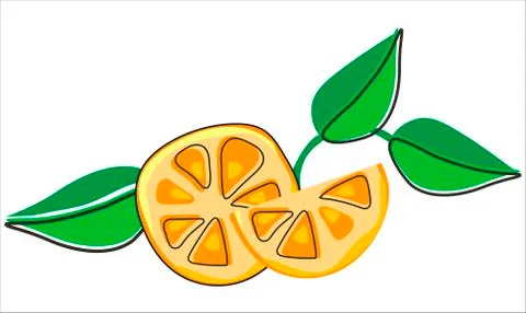 Lemon slices with leaves. Simple vector composition. Flat design. Stock Illustration