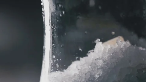 Lemon slices lie on ice Stock Footage 77343585