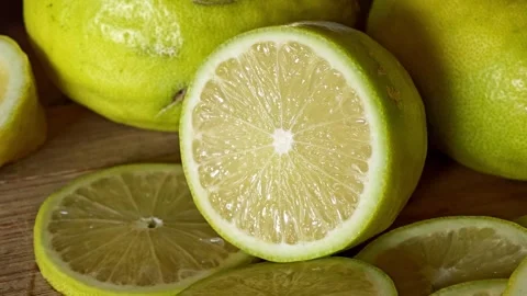 Lemon slices, refreshing citrus fruit. Stock Footage 309023106