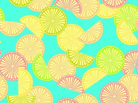 Lemon slices seamless pattern. Sliced ??lemon slices in a minimalist style .. Stock Illustration