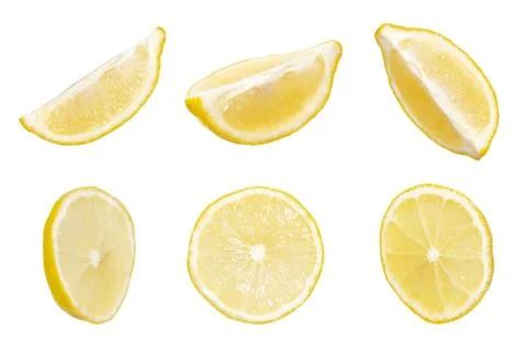Lemon slices set on white Stock Photos