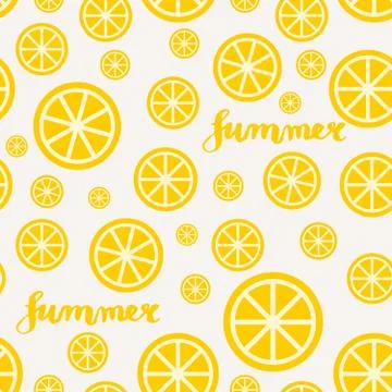 Lemon Slices Summer Seamless Pattern Stock Illustration