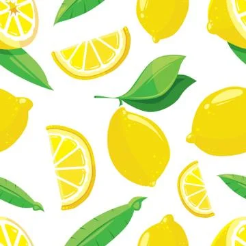 Lemon slices vector citrus seamless pattern イラスト素材