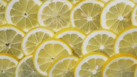 Lemon slices in water bubbles Stock Footage 88368103
