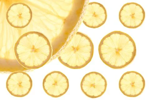 Lemon slices on a white background. Pattern. Fruit background. Seamless pattern Stock Photos