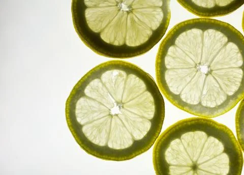 Lemon slices on white background Stock Photos