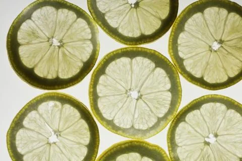 Lemon slices on white background Stock Photos