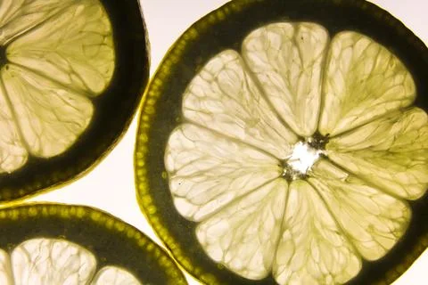 Lemon slices on white background Stock Photos