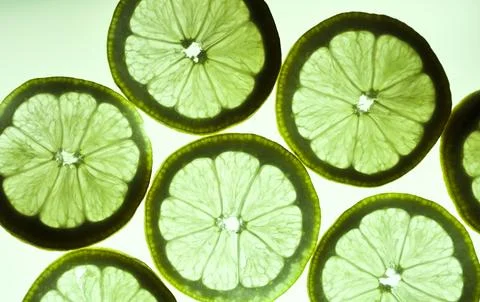 Lemon slices on white background Stock Photos