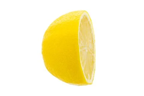 Lemon slices with on white background, selective focus. Stock Photos