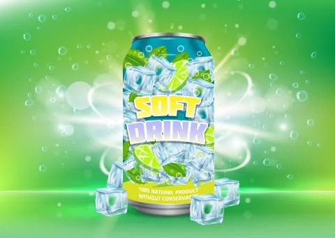 Lemon soft drink poster vector design template Stock Illustration