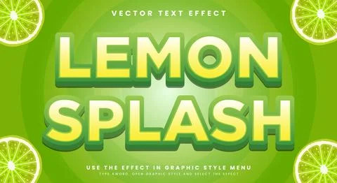 Lemon Splash 3d editable Text effect template イラスト素材