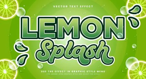 Lemon Splash liquid Style 3d editable text effect Stock Illustration