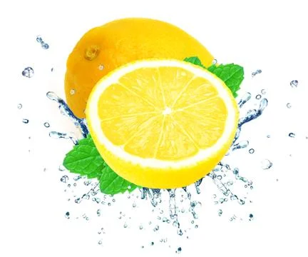 Lemon splash water Stock Photos