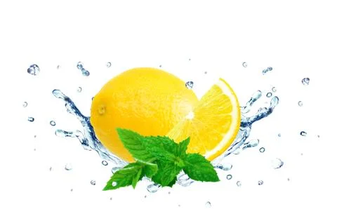 Lemon splash water Stock Photos