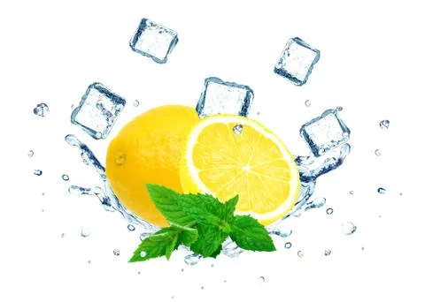 Lemon splash water Stock Photos