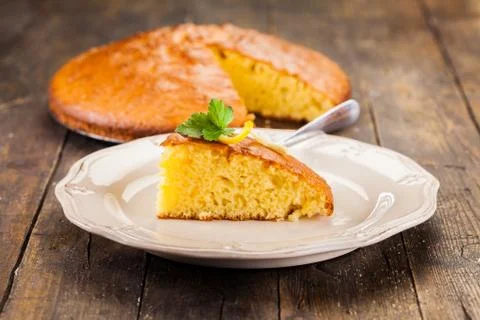 Lemon sponge cake Stock Photos