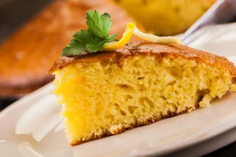 Lemon sponge cake Stock Photos