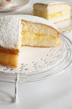 Lemon sponge cake Stock Photos