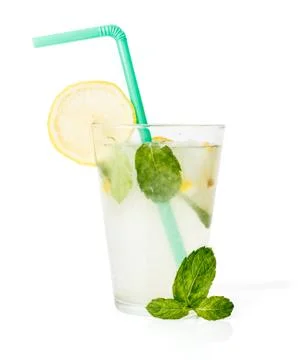Lemon squash with mint leaves Stock Photos