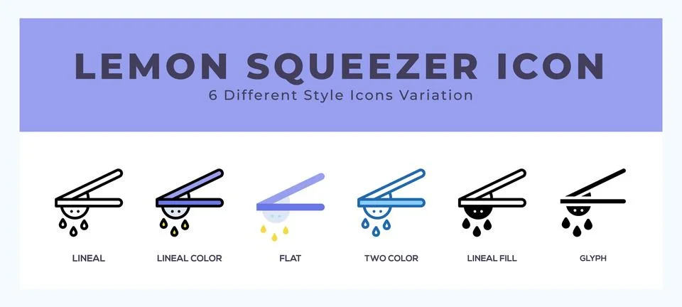Lemon squeezer icon set. Design elements for logo 스톡 일러스트