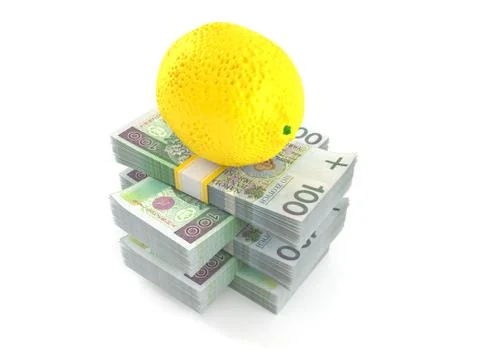 Lemon on stack of money Stockillustratie