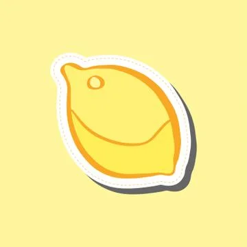 Lemon sticker hand draw colored in flat style Stock Illustration