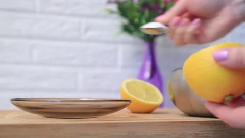 LEMON WITH SUGAR Stock Footage 155550009