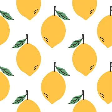 Lemon summer pattern on white background. Simple seamless pattern with lemons Stock Illustration