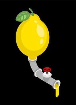 Lemon with a tap pouring fresh lemonade into a jug. A fun and vibrant conce.. Stock Illustration