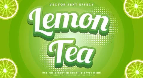 Lemon Tea 3d editable text effect Template 스톡 일러스트