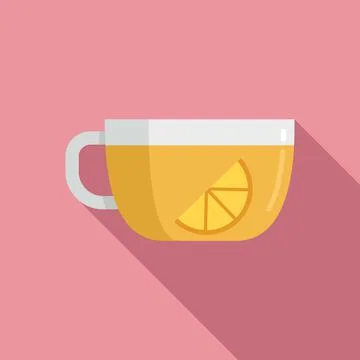 Lemon tea cup icon flat vector. Hot drink Illustrazione stock