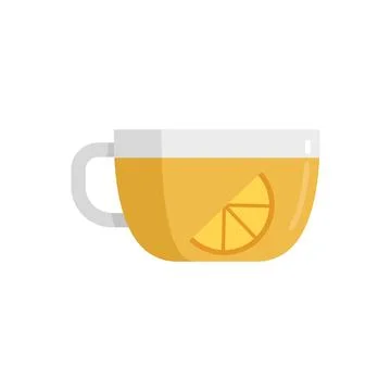 Lemon tea cup icon flat vector. Hot drink Stock Illustration