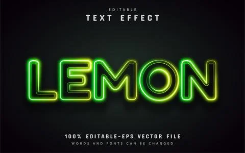 Lemon text effect neon style Stock Illustration