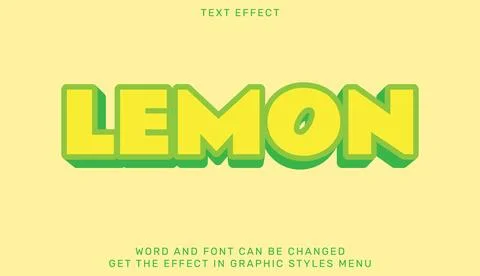 Lemon text effect template in 3d design Stock Illustration