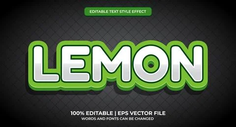 Lemon text, green editable text effect. Editable text effect - lemon style Stock Illustration