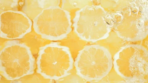 Lemon Tile Top View Water Splash Slow Motion Video stock 248406960