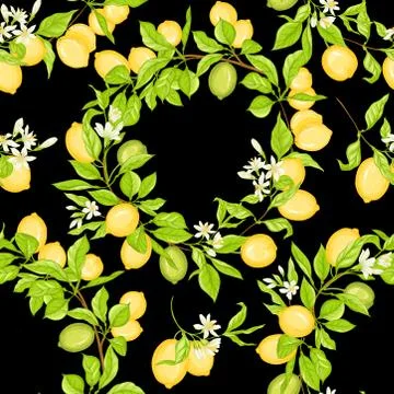 Lemon tree branch with lemons Stock Illustration