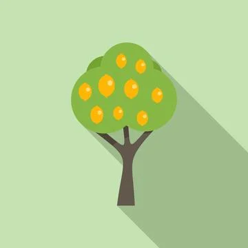 Lemon tree icon flat vector. Garden plant Stock Illustration