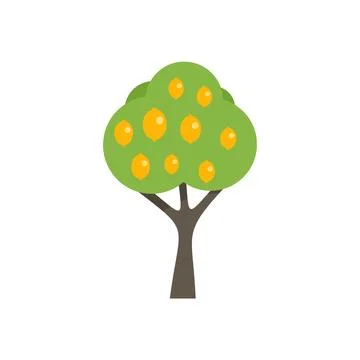 Lemon tree icon flat vector. Garden plant Stock Illustration