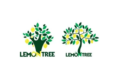 Lemon tree logo isolated on transparent background Illustrazione stock