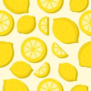Lemon Tropical Fruit seamless pattern vector Stock Illustration