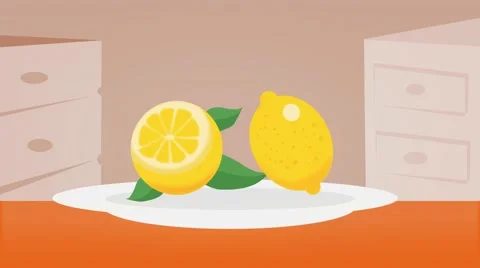 Lemon  - Vector Graphics - Food Animation - plate Video stock 61293571