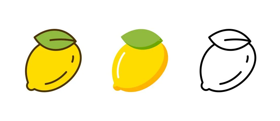 Lemon vector icon line flat illustration. Lemon juice taste citrus fruit fresh Illustrazione stock