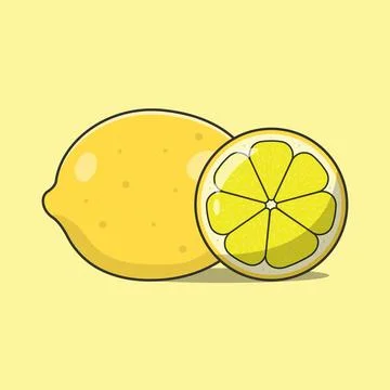Lemon Vector Illustration. Sour and Fresh Fruit. Whole and Half. Flat Carto.. Stock Illustration