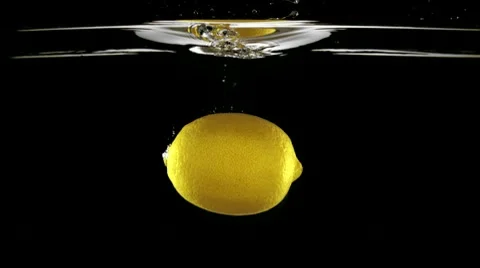 Lemon in water, Slow Motion Stock Footage 9301717