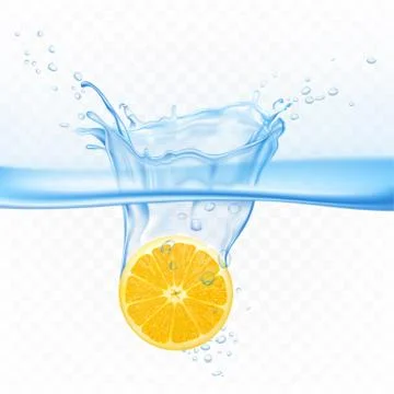 Lemon in water splash explosion isolated clip art Stock Illustration